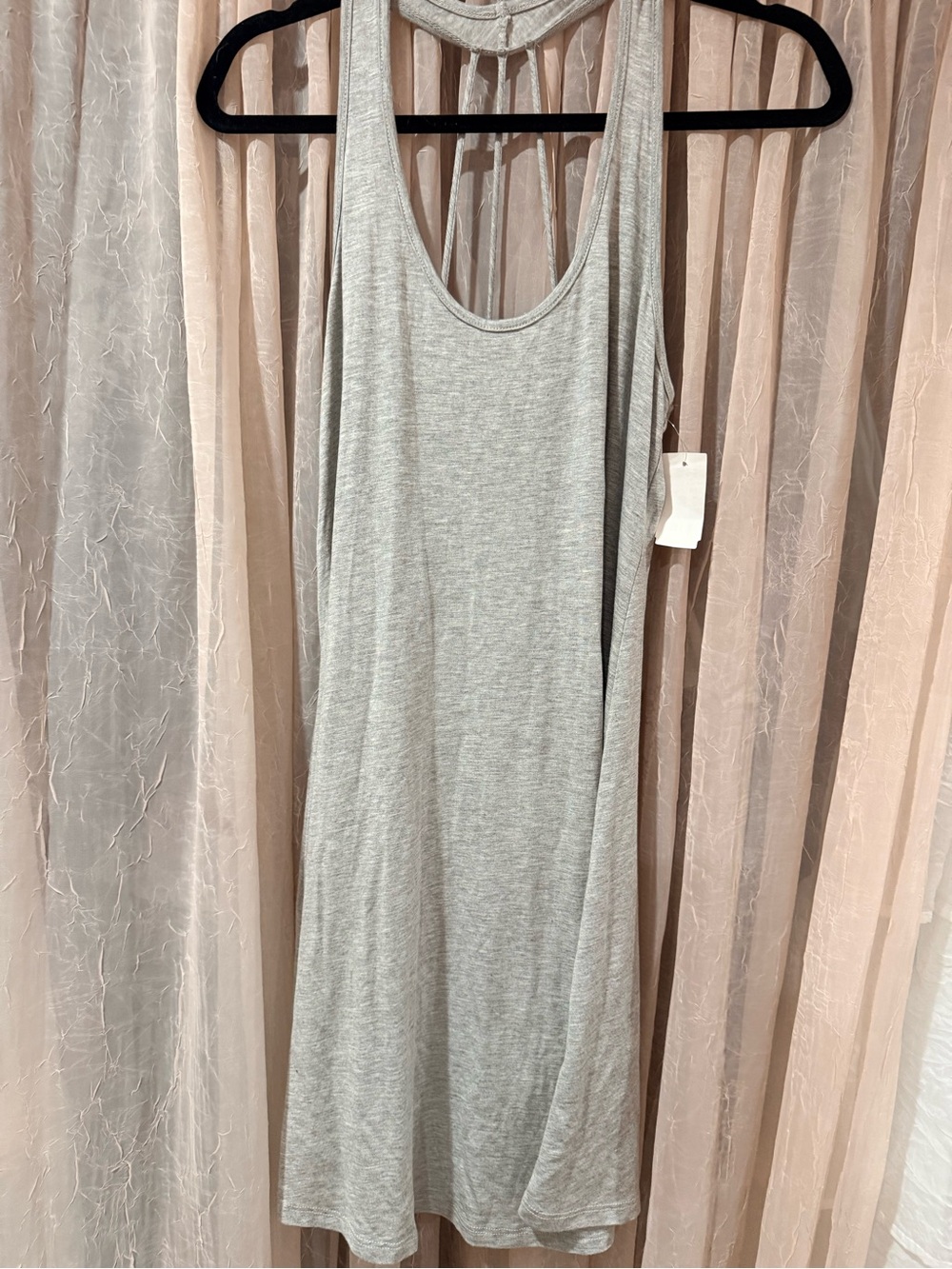 Sleeveless Scoop Neck Tank Dress in Light Gray